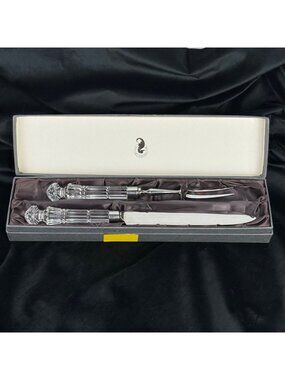 Waterford Crystal Lismore 2-Piece Carving Set Knife & Fork with Box